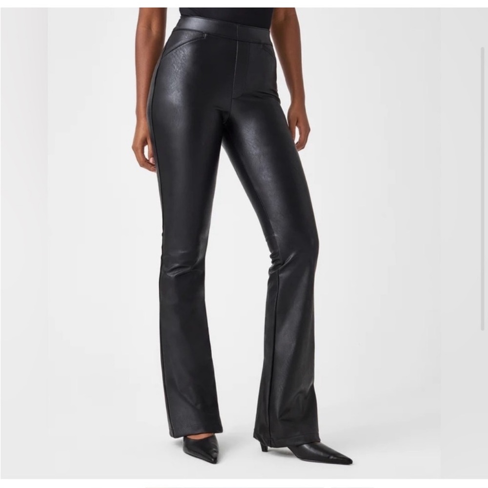 NWT Spanx Flare Leather Like Pants Sz S